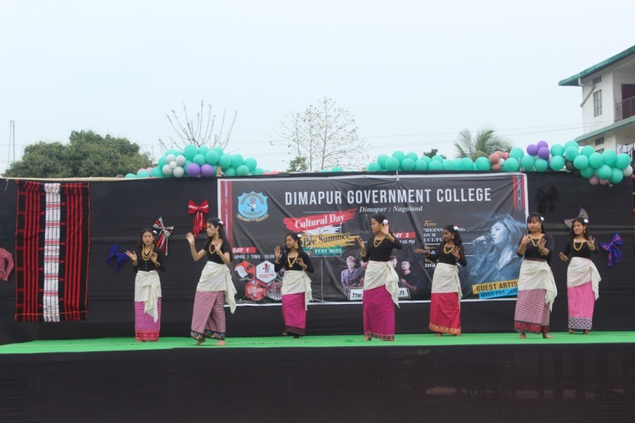 The Dimapur Government College celebrated 'Cultural Day-cum-Pre-Summer Fest 2022' at the DGC Ground on April 1 and 2 under the theme 'Reinstating our Culture'. Literary events like extempore speech, debate & poetry competitions; folk dances; talent presentation by the students and guest artists were the highlights of the fest. (Photo Courtesy: Publicity & Media Cell, DGC)